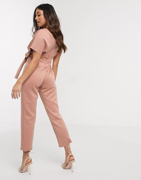 fallen shoulder scuba jumpsuit