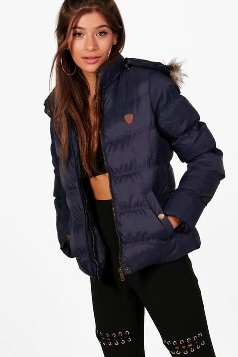 Katia Quilted Faux Fur Trim Hood Coat
