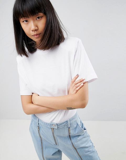 Asos White - Body T-shirt Girocollo Con Spalline Rimovibili - Bianco