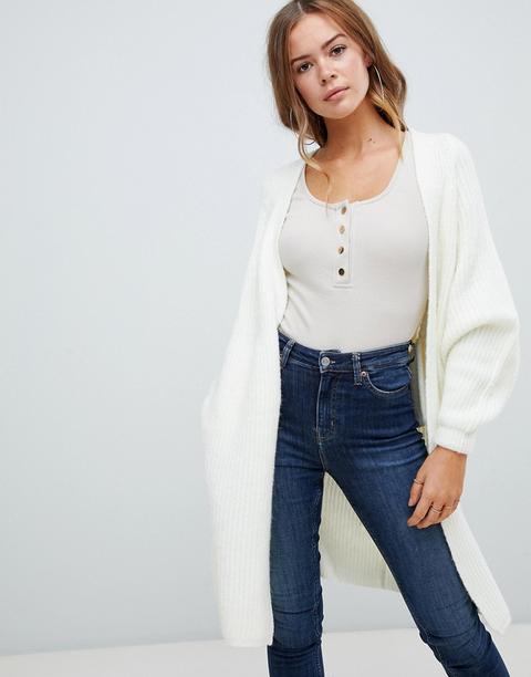 Missguided - Cardigan Lungo Oversize Bianco - Bianco