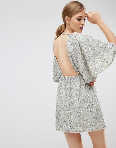 Minivestido Estilo Kimono Con Lentejuelas De Asos