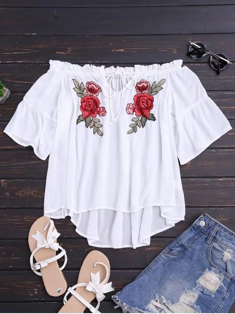 Floral Embroidered Off Shoulder Top