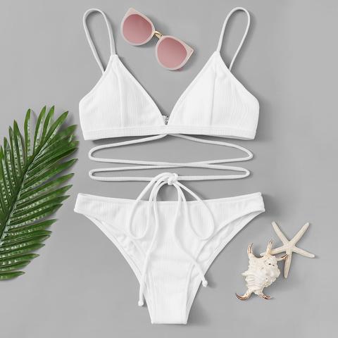 Set Bikini A Costine Con Lacci