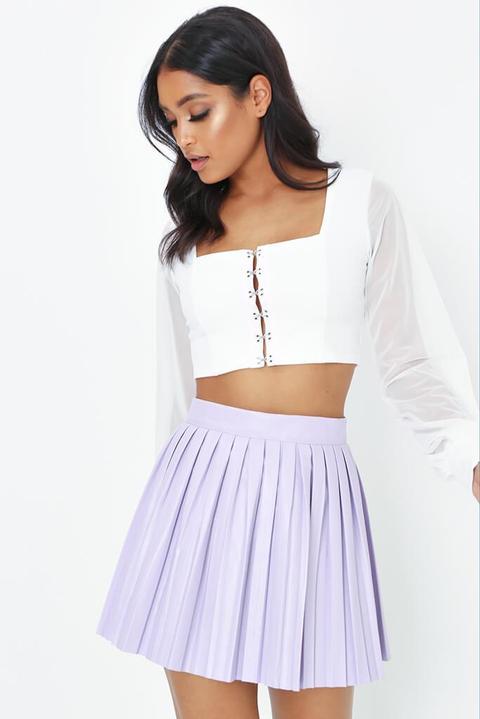 Lilac Pleated Faux Leather Mini Skirt from I Saw It First on 21 Buttons