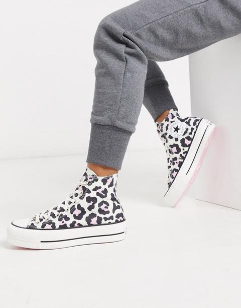 Converse Chuck Taylor Hi Lift Platform Pink Leopard Print Trainers