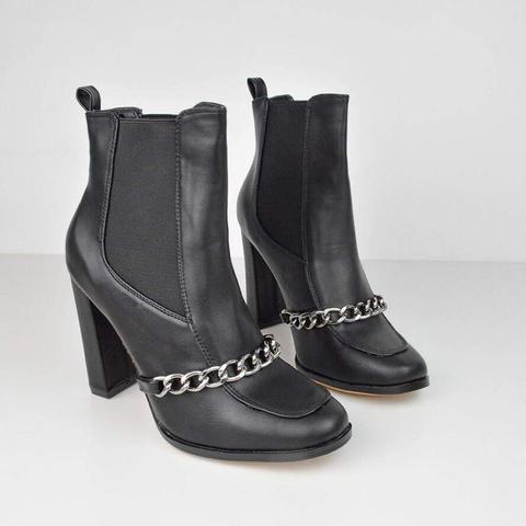 Frances - Chain Ankle Boots In Black