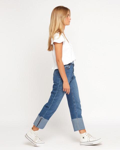 Pantalón Dobladillo Azul Jeans