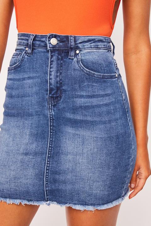 Mariah Frayed Hem Denim Skirt