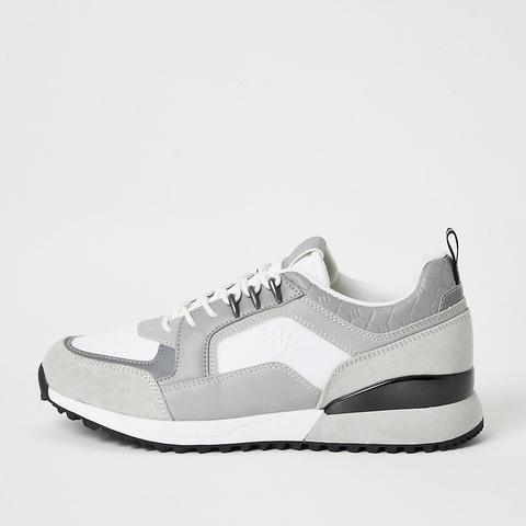 Grey Ri Lace-up Runner Trainers