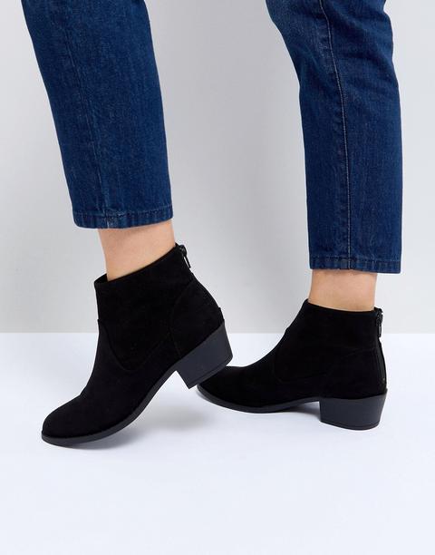 New Look - Stivaletti Stile Western Classici In Camoscio Sintetico - Nero