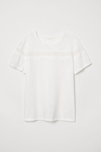 H & M - T-shirt Con Pizzo - Bianco