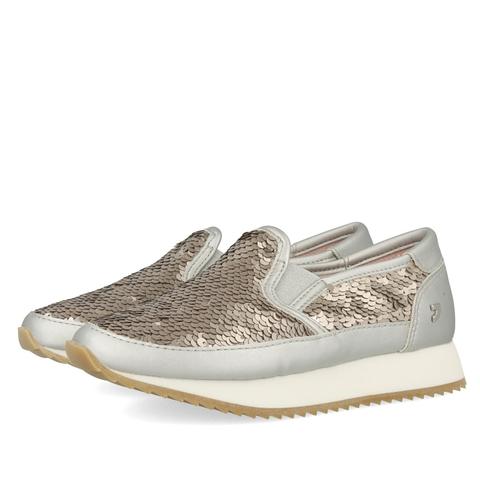Sneakers Tipo Slip On Forradas De Lentejuelas Plateadas Para Niña Miltery