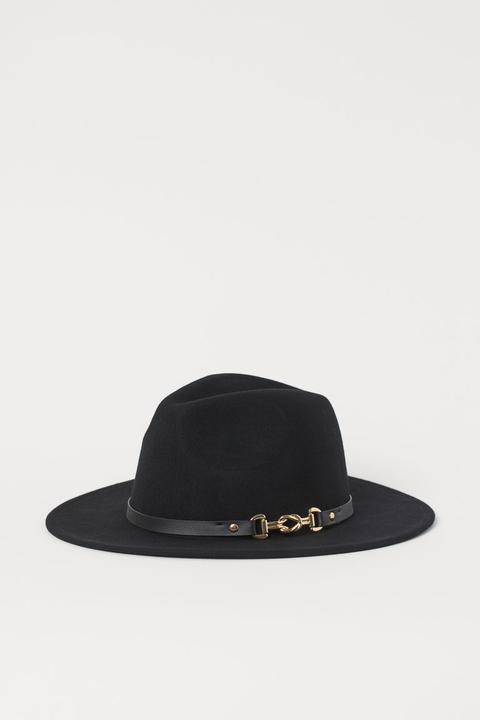 Chapeau En Laine Feutrée - Noir