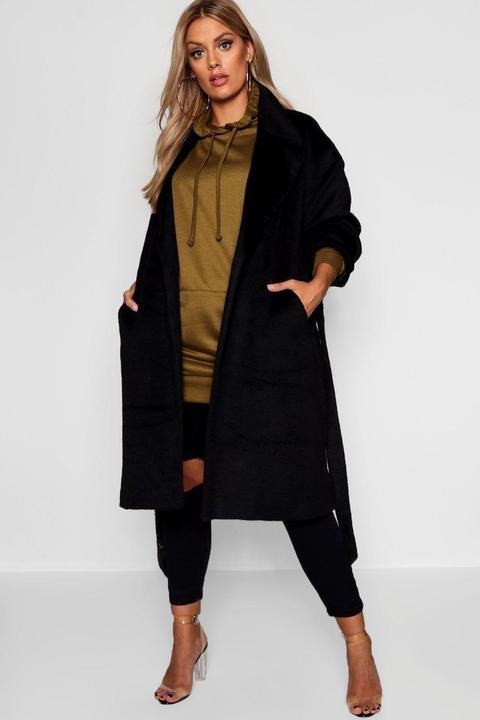 Plus Belted Wool Look Coat