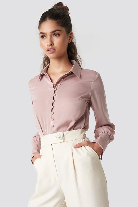 Button Detailed Blouse Light Mauve