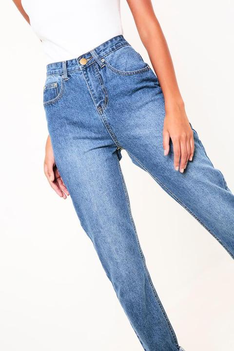 Mid Wash High Rise Mom Jeans