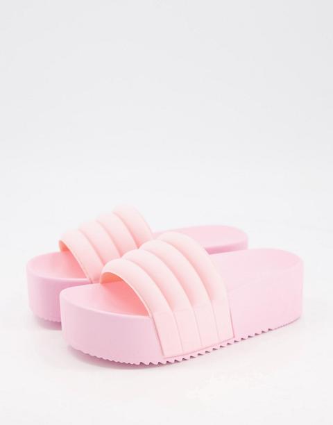 Asos Design Flori Flatform Sliders In Baby Pink