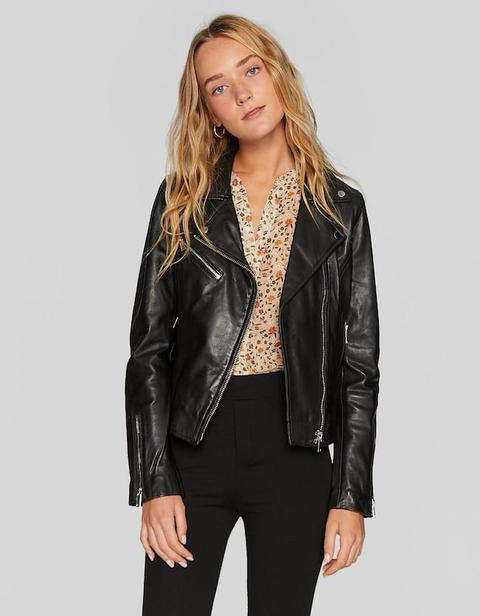 Giubbotto Biker Pelle Nero