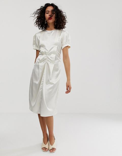 white midi satin dress