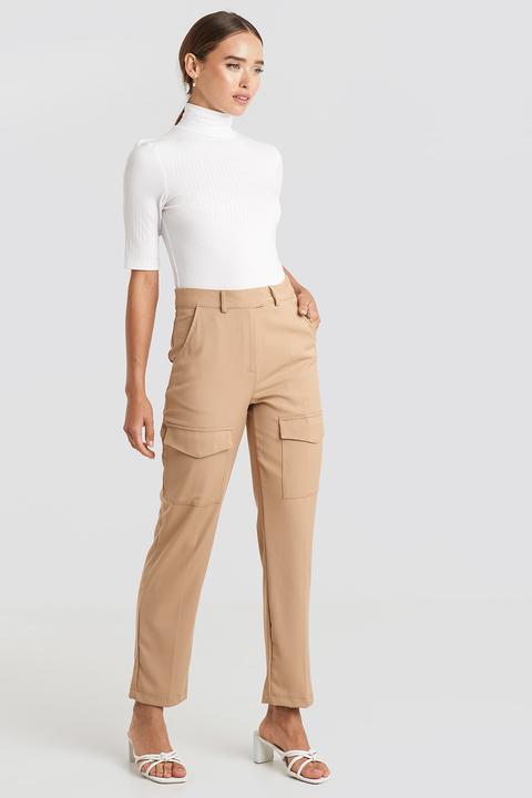 Na-kd Trend Patch Pocket Straight Pants - Beige