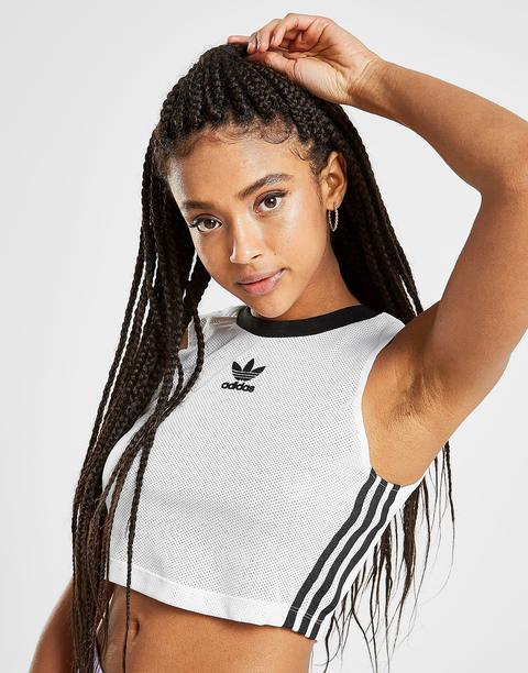 Pronombre hazlo plano Inclinado Adidas Originals 3-stripes Mesh Crop Tank Top - White - Womens de Jd Sports  en 21 Buttons