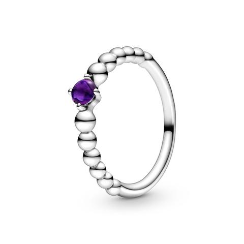 Pandora February Birthstone Beaded Ring - Sterling Silver / Crystals / Purple