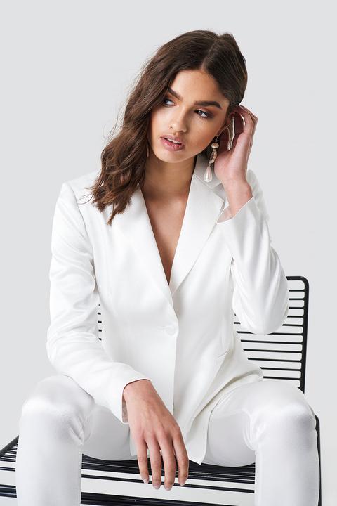 Satin Suit Jacket White