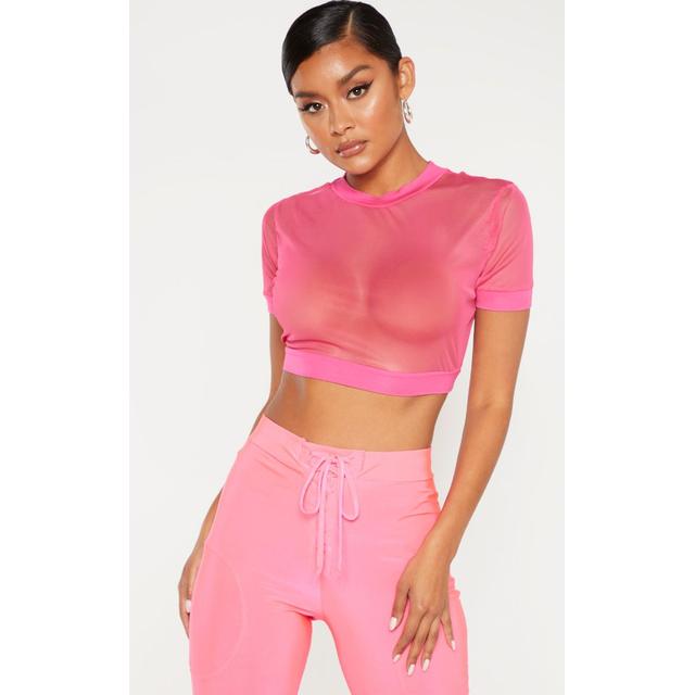 hot pink mesh crop top