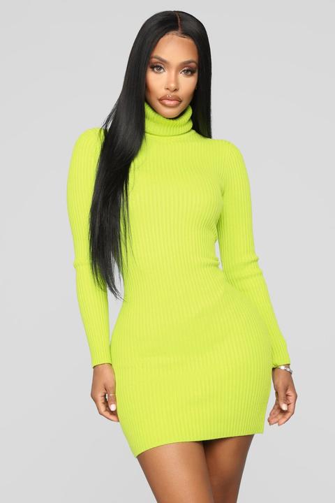 My Favorite Sweater Dress - Lime