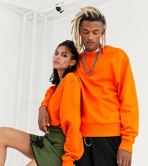 Collusion Unisex Sweatshirt In Bright Orange