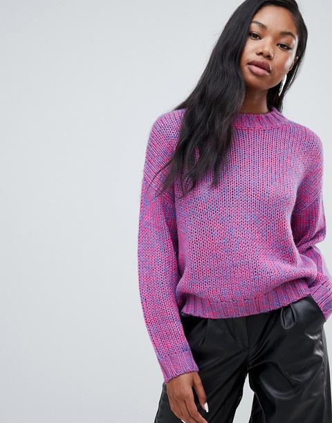 Bershka - Maglione Viola Lavorato - Viola