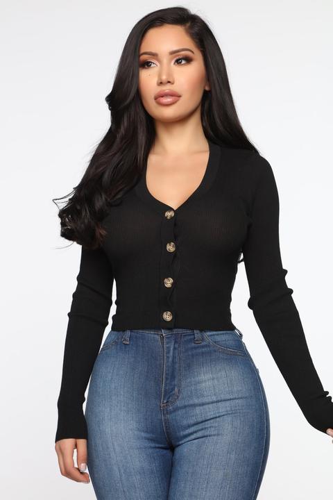 Kassie Button Sweater - Black