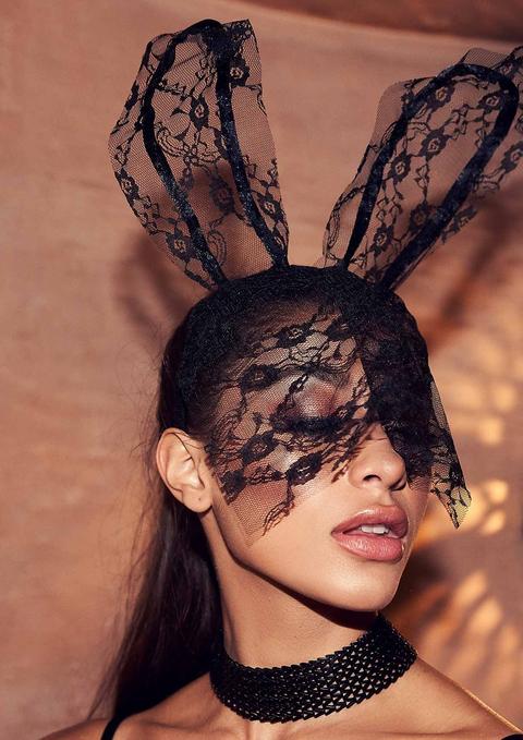 Carmen Black Lace Bunny Ears Veil Headband