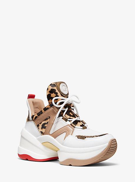 Sneaker Olympia Aus Kalbshaar Mit Leopardenmuster Und Leder