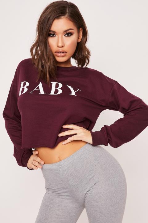 Rachel Purple Baby Slogan Crop Sweat