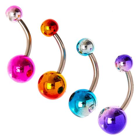 Metallic Ombre Belly Rings Set Of 4