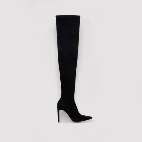 Saffy Black Suede Thigh High Boots