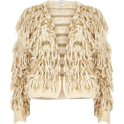 Cream Stripe Trophy Knit Cardigan