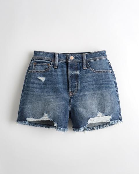 Lei Mom Shorts In Denim Vintage Stretch A Vita Ultra Alta 3 In.