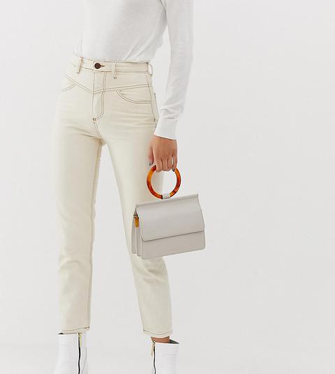 Stradivarius Mom Fit Jean In White