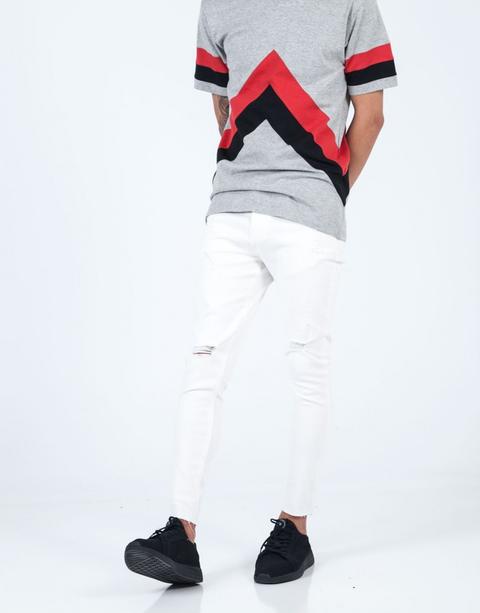 Pantalón Vaquero Desgastado Blanco