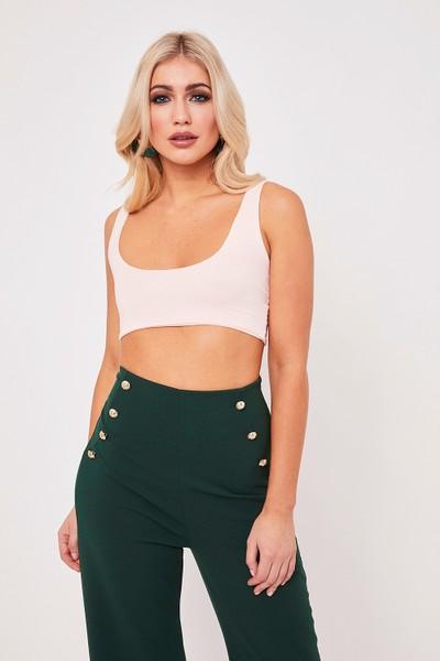 Isabella Nude Jersey Scoop Neck Crop Top