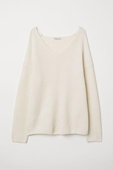 H & M - Jersey De Cachemira Cuello V - Blanco