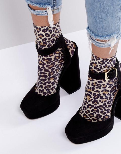 Asos Design Leopard Print Ankle Socks-multi