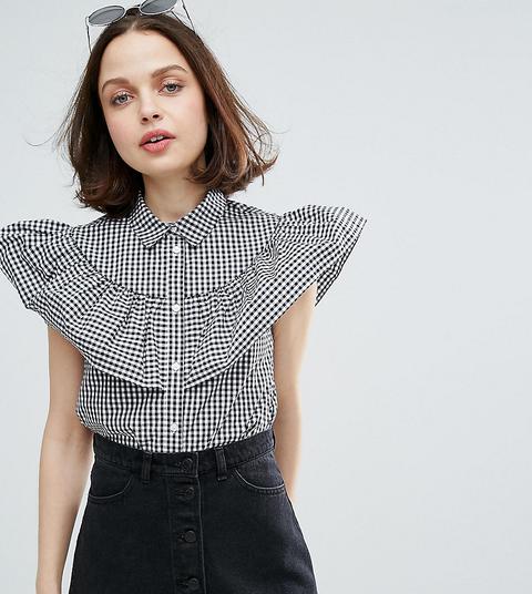 Camisa De Vichy Con Volantes A Capas De Monki