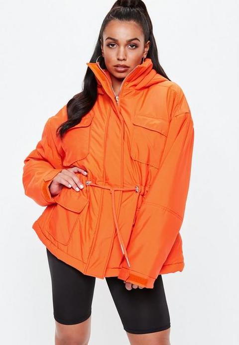 Orange Sporty Parka Jacket, Orange