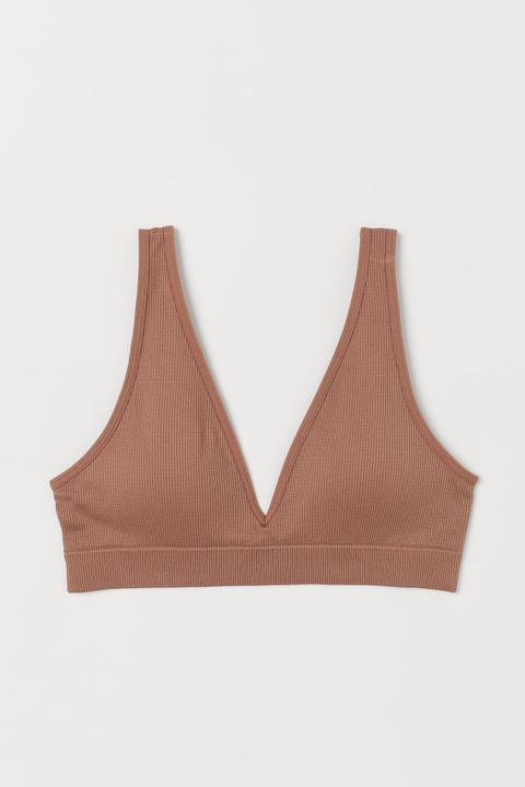 Seamless Ribbed Bra - Beige