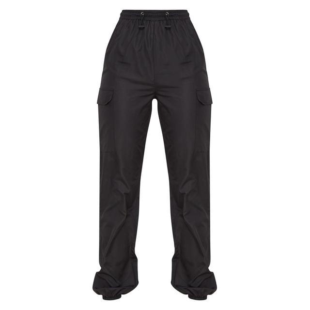 black toggle waist shell suit joggers