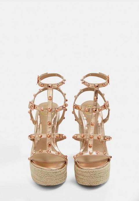 Rose gold sale studded wedges