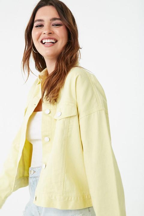 Plus size yellow denim clearance jacket